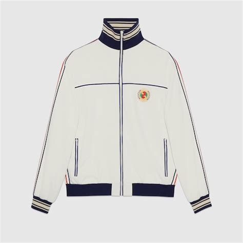 Technical jersey zip jacket with patch 